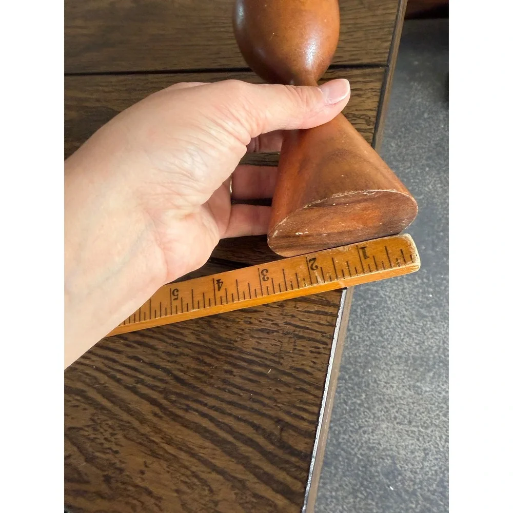 Vintage Teak Wood Candle Holder 6in Brown Good MCM Hourglass Danish